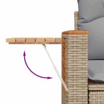 11-teiliges Garten Sofa Set mit Kissen Beige Poly Rattan Akazie, 3-teiliges Garten Essenset mit Kissen Beige Poly Rattan Akazie