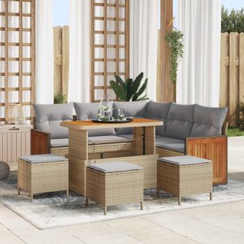 ARDEBO.de - Gartensofa-set 9 stk. 9-Sitzanzahl Beige und Hellgrau