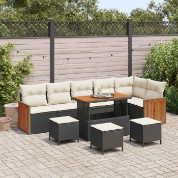 ARDEBO.de - Gartensofa-set 10 stk. 10-Sitzanzahl Schwarz und Creme