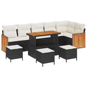 Gartensofa-set 10 stk. 10-Sitzanzahl Schwarz und Creme