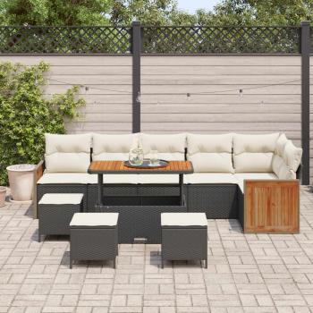 Gartensofa-set 10 stk. 10-Sitzanzahl Schwarz und Creme