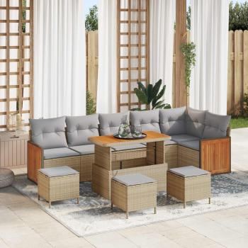 ARDEBO.de - Gartensofa-set 10 stk. 10-Sitzanzahl Beige und Hellgrau