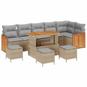 Gartensofa-set 10 stk. 10-Sitzanzahl Beige und Hellgrau