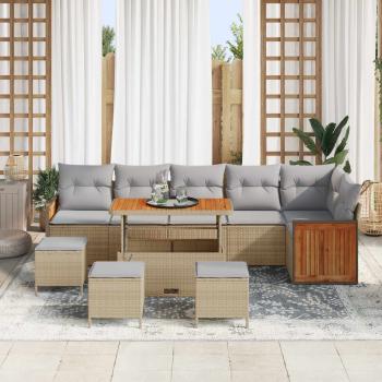 Gartensofa-set 10 stk. 10-Sitzanzahl Beige und Hellgrau
