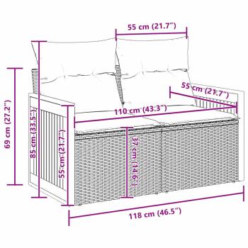 9-teiliges Garten Sofa Set mit Kissen Grau Poly Rattan Akazie, 2-Sitzer Garten Sofa mit Kissen Grau Poly Rattan, 3-teiliges Garten Esstisch Set mit Kissen Grau Poly Rattan Akazie