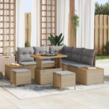 ARDEBO.de - Gartensofa-set mit Kissen 8 pcs Beige und Hellgrau