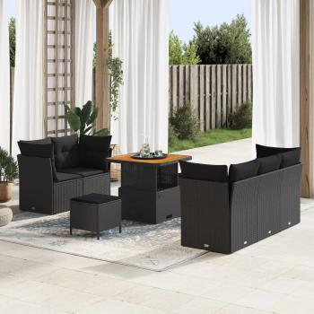 ARDEBO.de - Gartensofa-set 8 Stk. 5-Sitzanzahl Schwarz Poly-Rattan