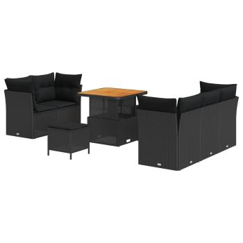 Gartensofa-set 8 Stk. 5-Sitzanzahl Schwarz Poly-Rattan