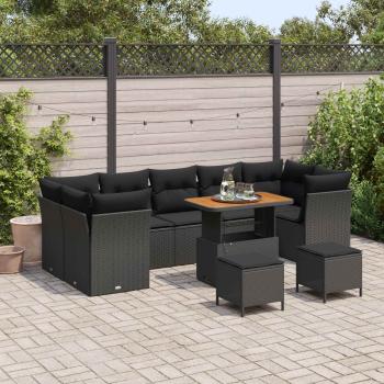 ARDEBO.de - Gartensofa-set 10 stk. 7-Sitzanzahl Schwarz Poly-Rattan