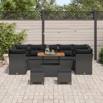 Gartensofa-set 10 stk. 7-Sitzanzahl Schwarz Poly-Rattan