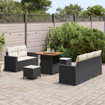 Gartensofa-set 8 Stk. 5-Sitzanzahl Schwarz und Creme