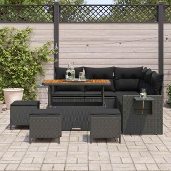 Gartensofa-set 10 Stk. 7-Sitzanzahl Schwarz Poly-Rattan