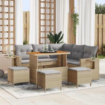 ARDEBO.de - Gartensofa-set 10 stk. 7-Sitzanzahl Beige und Hellgrau