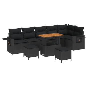 Gartensofa-set 11 stk. Schwarz Poly-Rattan