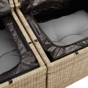 ARDEBO.de - 12-teiliges Garten Sofa Set mit Kissen in Beige Poly Rattan Akazie, 3-teiliges Garten Esstisch Set mit Kissen in Beige Poly Rattan Akazie
