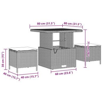 10-teiliges Garten Sofa Set mit Kissen Schwarz Poly Rattan Akazie, 3-teiliges Garten Ess Set mit Kissen Schwarz Poly Rattan Akazie