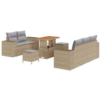 Gartensofa-set 8 stk. 8-Sitzanzahl Beige und Hellgrau