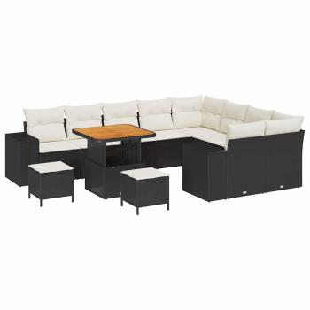 Gartensofa-set 12 stk. 9-Sitzanzahl Schwarz und Creme