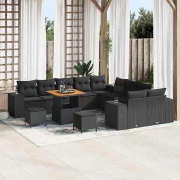 ARDEBO.de - Gartensofa-set 13 stk. Schwarz Poly-Rattan