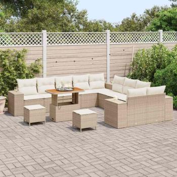 Gartensofa-set 13 stk. Beige und Creme Poly-Rattan