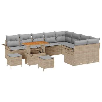 Garten-Sofa-Set mit Kissen mit Kissen 12 pcs Beige und Hellgrau