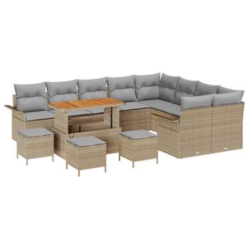 Garten-Sofa-Set 13 stk. 12-Sitzanzahl Beige und Hellgrau
