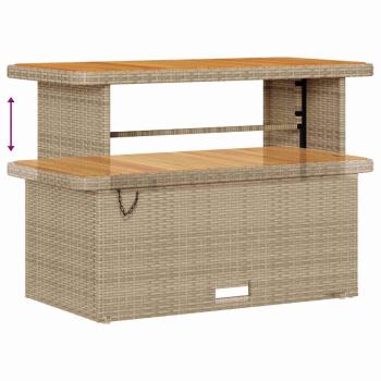 14-teiliges Garten Sofa Set mit Kissen Beige Poly Rattan Akazie, 2-Sitzer Garten Sofa mit Stauraum & Kissen Beige Poly Rattan, 4-teiliges Garten Essset mit Kissen Beige Poly Rattan Akazie