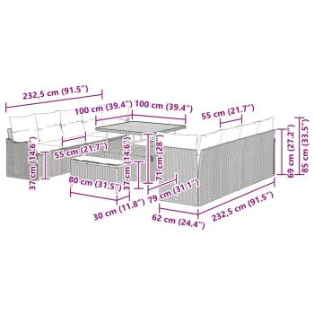 Garten-Sofa-Set mit Kissen 11 pcs Beige und Hellgrau