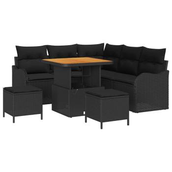 Garten-Sofa-Set 8 Stk. 7-Sitzanzahl Schwarz