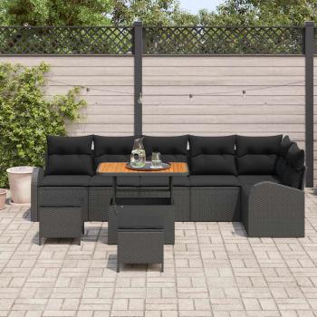 Garten-Sofa-Set 9 stk. 8-Sitzanzahl Schwarz