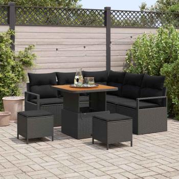 ARDEBO.de - Garten-Sofa-Set 8 stk. 7-Sitzanzahl Schwarz