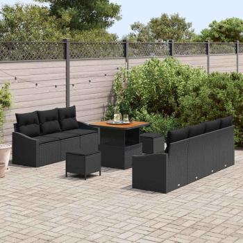Garten-Sofa-Set 10 stk. 9-Sitzanzahl Schwarz