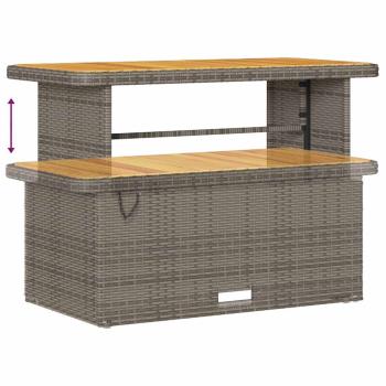 ARDEBO.de - 10-teiliges Garten Sofa Set mit Kissen Grau Poly Rattan Akazie, 2-Sitzer Garten Sofa mit Stauraum & Kissen Grau Poly Rattan, 4-teiliges Garten Esstisch Set mit Kissen Grau Poly Rattan Akazie