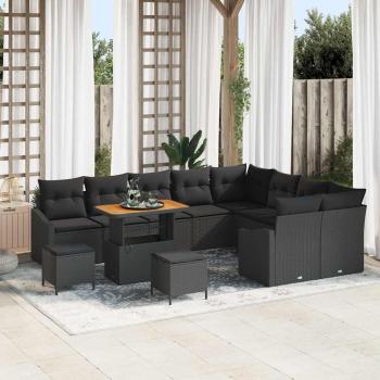 ARDEBO.de - Gartensofa-set 12 Stk. 7-Sitzanzahl Schwarz Poly Rattan