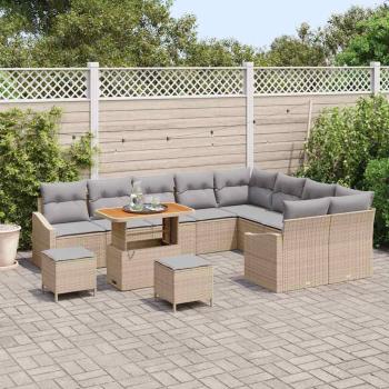 Gartensofa-set 12 Stk. 7-Sitzanzahl Beige Poly Rattan