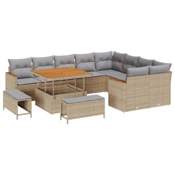 Gartensofa-set 12 stk. 9-Sitzanzahl Beige Poly Rattan