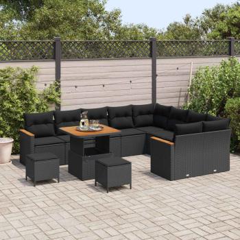 Gartensofa-set 12 stk. 9-Sitzanzahl Schwarz Poly Rattan