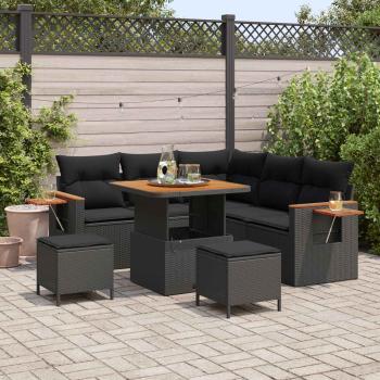 ARDEBO.de - Gartensofa-set 9 Stk. 8-Sitzanzahl Schwarz Poly-Rattan