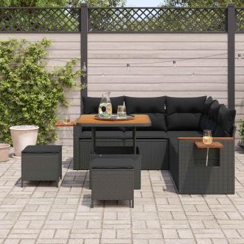 Gartensofa-set 9 Stk. 8-Sitzanzahl Schwarz Poly-Rattan