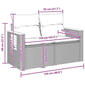 Gartensofa-set 11 Stk. 9-Sitzanzahl Schwarz Poly-Rattan
