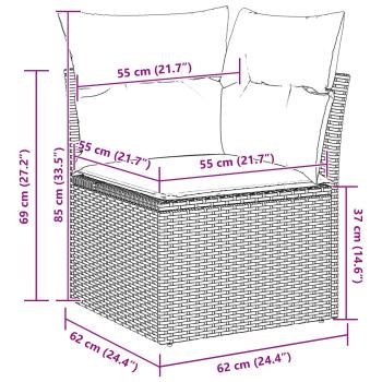 Gartensofa-set 11 Stk. 9-Sitzanzahl Schwarz Poly-Rattan