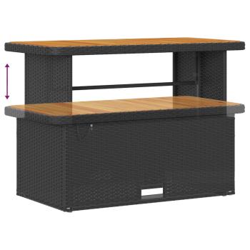 10-teiliges Garten Sofa Set mit Kissen Schwarz Poly Rattan Akazie, 4-teiliges Garten Ess-Set mit Kissen Schwarz Poly Rattan Akazie