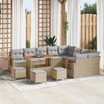 ARDEBO.de - Gartensofa-set 14 Stk. 10-Sitzanzahl Beige und Hellgrau