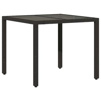 3-teiliges Garten Essset Schwarz Poly-Rattan, Stapelbare Gartenstühle mit Kissen - 2-teiliges Set in Schwarz Poly-Rattan