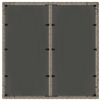 3-teiliges Garten Esstisch-Set Grau Poly-Rattan, Stapelbare Gartenstühle mit Kissen 2er Set Grau Poly-Rattan