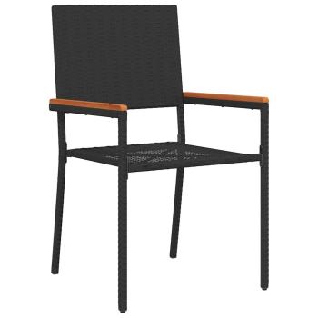 ARDEBO.de - 7-teiliges Garten Esstischset Schwarz Poly-Rattan, Stapelbare Gartenstühle mit Kissen - 2-teiliges Set in Schwarz Poly-Rattan