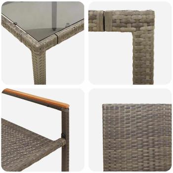 7-teilige Garten Essgruppe Grau Poly Rattan, Stapelbare Gartenstühle mit Kissen 2 Stück Grau Poly Rattan