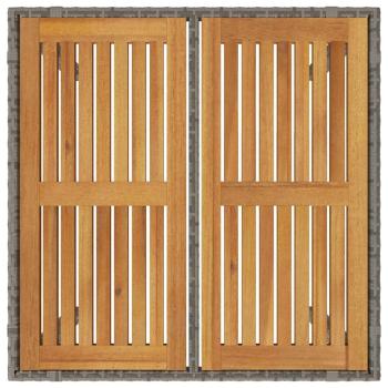 3-teilige Garten Essgruppe Graues Poly Rattan, Stapelbare Gartenstühle mit Kissen 2 Stück Graues Poly Rattan