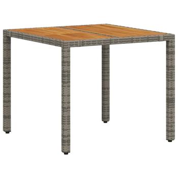 5-teiliges Garten Essset Graues Poly Rattan Akazie, Stapelbare Gartenstühle mit Kissen 2 Stück Graues Poly Rattan
