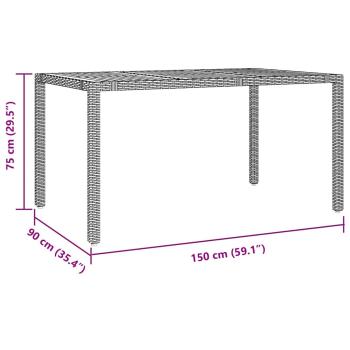 5-teiliges Garten Esstisch Set Schwarz Poly Rattan Akazie, Stapelbare Gartenstühle mit Kissen 2 Stück Schwarz Poly Rattan